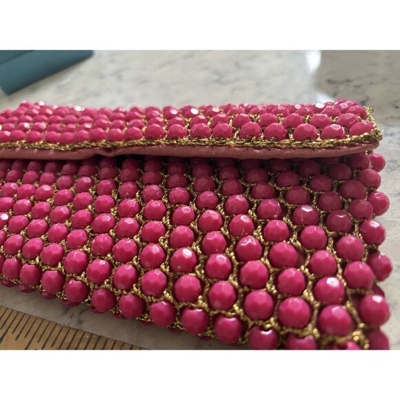 Vintage Pink Beaded Clutch Barbie core Made In Italy - Picture 3 of 7